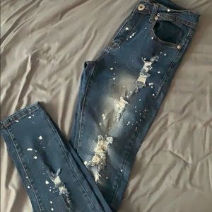 Red Fox  Paint Splattered Skinny Jeans